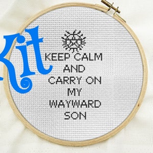 Fun easy cross stitch kit, modern beginner cross stitch kit