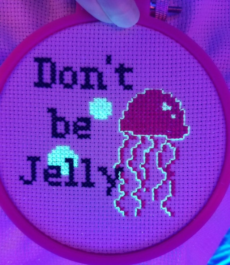 cross stitch kit beginner modern easy glow in the dark jellyfish cross stitch kit great dad gift from daughter son father/'s day