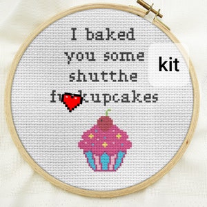 Kit de punto de cruz para principiantes, kits de punto de cruz contados para hacer uno mismo, cupcakes horneados