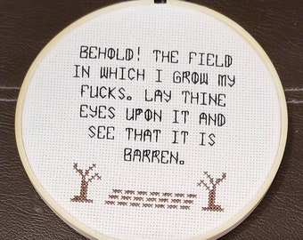 beginner Cross stitch pattern, Subversive field of f@cks, instant pdf download