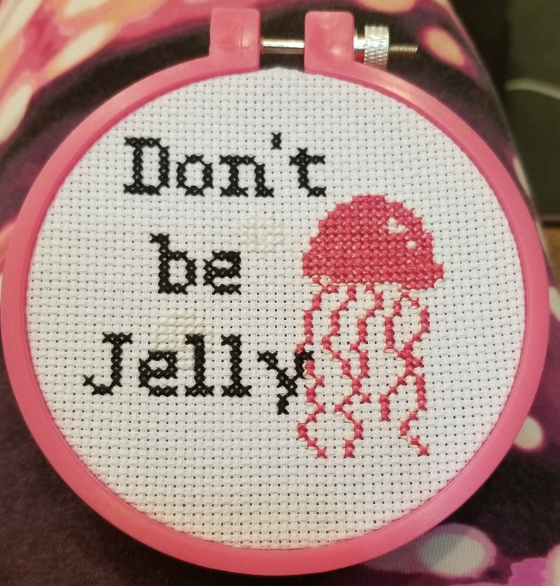 cross stitch kit beginner modern easy glow in the dark jellyfish cross stitch kit great dad gift from daughter son father/'s day