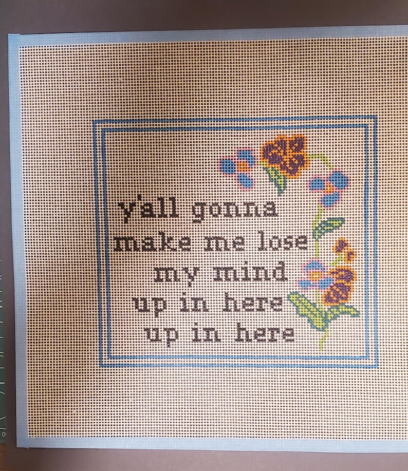Nybörjar NÅLSTICKSIT, Målad Duksats, "Lose My Mind" Rolig, Modern Nålstics DIY, Hantverkspresent bild 9