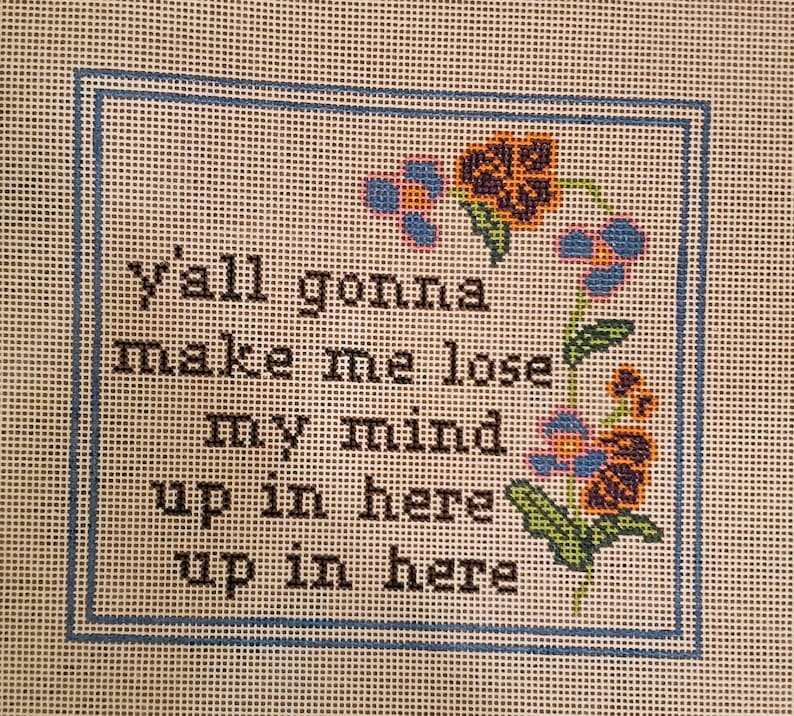 Nybörjar NÅLSTICKSIT, Målad Duksats, "Lose My Mind" Rolig, Modern Nålstics DIY, Hantverkspresent bild 6
