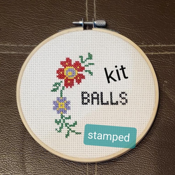 STAMPED Cross stitch kit beginner balls