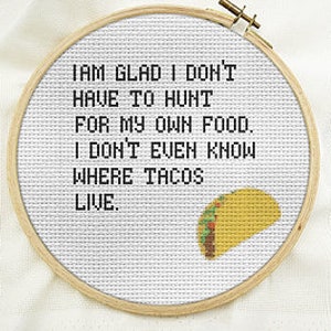 Cross stitch kit beginner, funny Christmas gift, taco cross stitch kits image 1