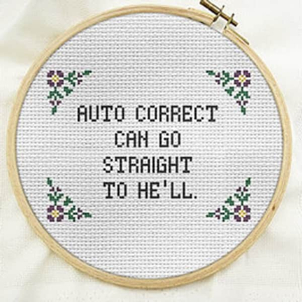 cross stitch beginner pattern | Auto Correct | Instant pdf download