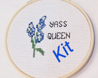 Diy beginner cross stitch kit, Funny counted cross stitch kit, yass queen