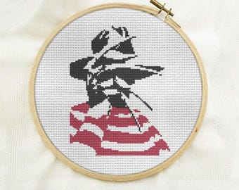 cross stitch pattern | beginner diy counted cross stitch | Halloween horror movie | Instant pdf download