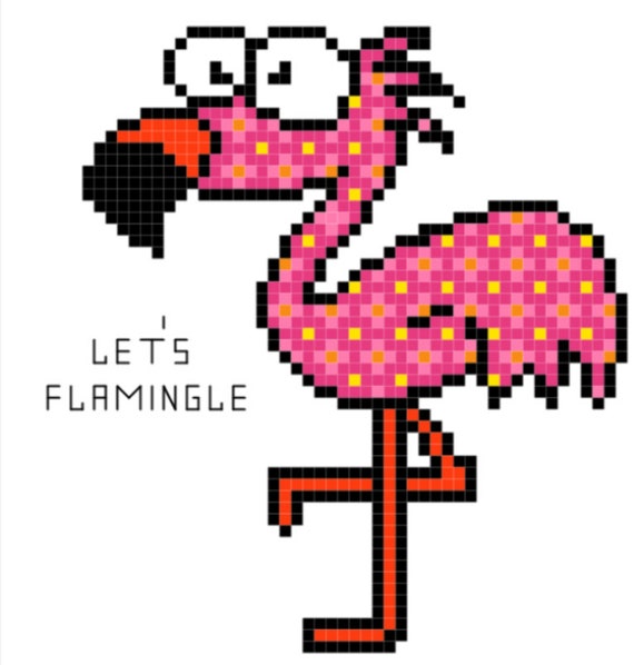 cross stitch pattern beginner flamingo, funny modern summer cross stitch pattern, let's flamingle, dad gift from wife for father's day