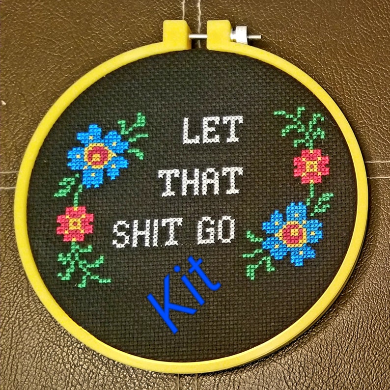 Funny beginner cross stitch kit, subversive inappropriate cross stitch kit, funny dad gift from daughter or son image 4