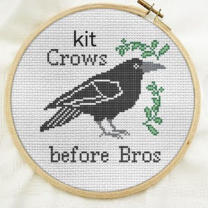Halloween cross stitch Wall decor, spooky season crow counted cross stitch