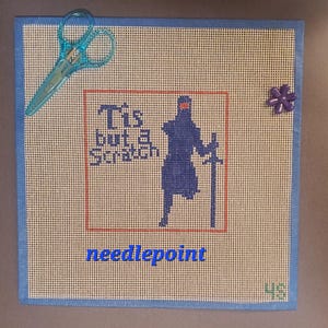 Beginner NEEDLEPOINT canvas, hand Painted Canvas, Tis But a Scratch Funny kit, Modern DIY, Craft Gift