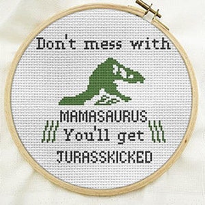 cross stitch pattern | beginner pattern | Jurassic | Mother&#39;s day gift | Instant pdf download