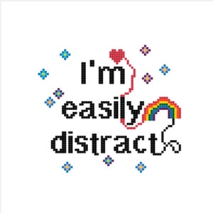 Diy cross stitch pattern beginner, Easily Distract, instant pdf download