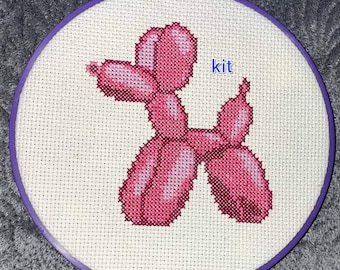 Cross stitch kit, balloon animal dog, beginner counted cross stitch kits