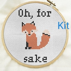 Cross stitch kit beginner, oh for fox sake, counted cross stitch kits