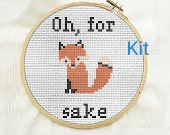 Cross stitch kit beginner, oh for fox sake, counted cross stitch kits