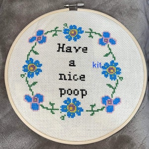 kit punto croce principiante, kit punto croce fai da te, fai una bella cacca