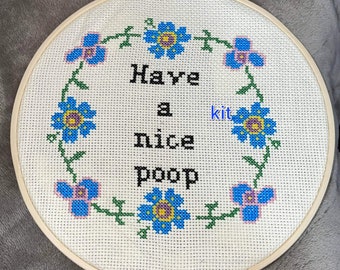 cross stitch kit beginner, DIY counted cross stitch kits, have a nice poop