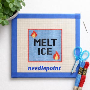 Borduurpakket voor beginners, knutselproject met gesmolten ijs, handgemaakte woondecoratie