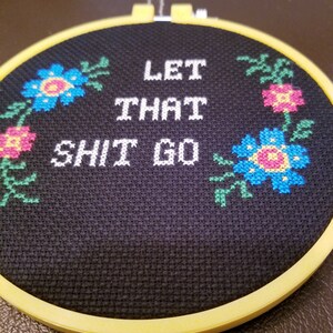 Funny beginner cross stitch kit, subversive inappropriate cross stitch kit, funny dad gift from daughter or son image 3
