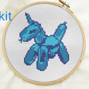 Diy Cross stitch kit, balloon animal unicorn, beginner counted cross stitch kits