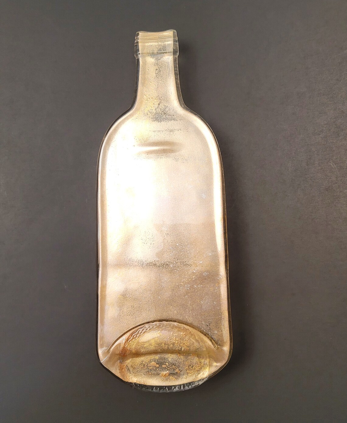 Recycled Melted Flat Wine Bottle with Mica Sparkles cheese Etsy