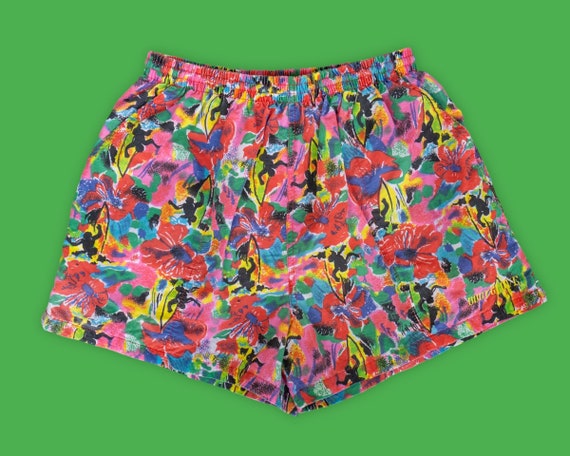 1990s Vintage Body Glove Swim Trunks – Floral Board Shorts, Medium
