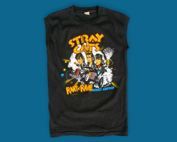 1980s Vintage Stray Cats Band T-Shirt - 80s Stray… - image 1