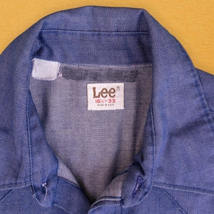 70s Vintage Lee Jeans Heavy Weight Denim Chambray Work Chore Shirt with Pearl Snaps image 6