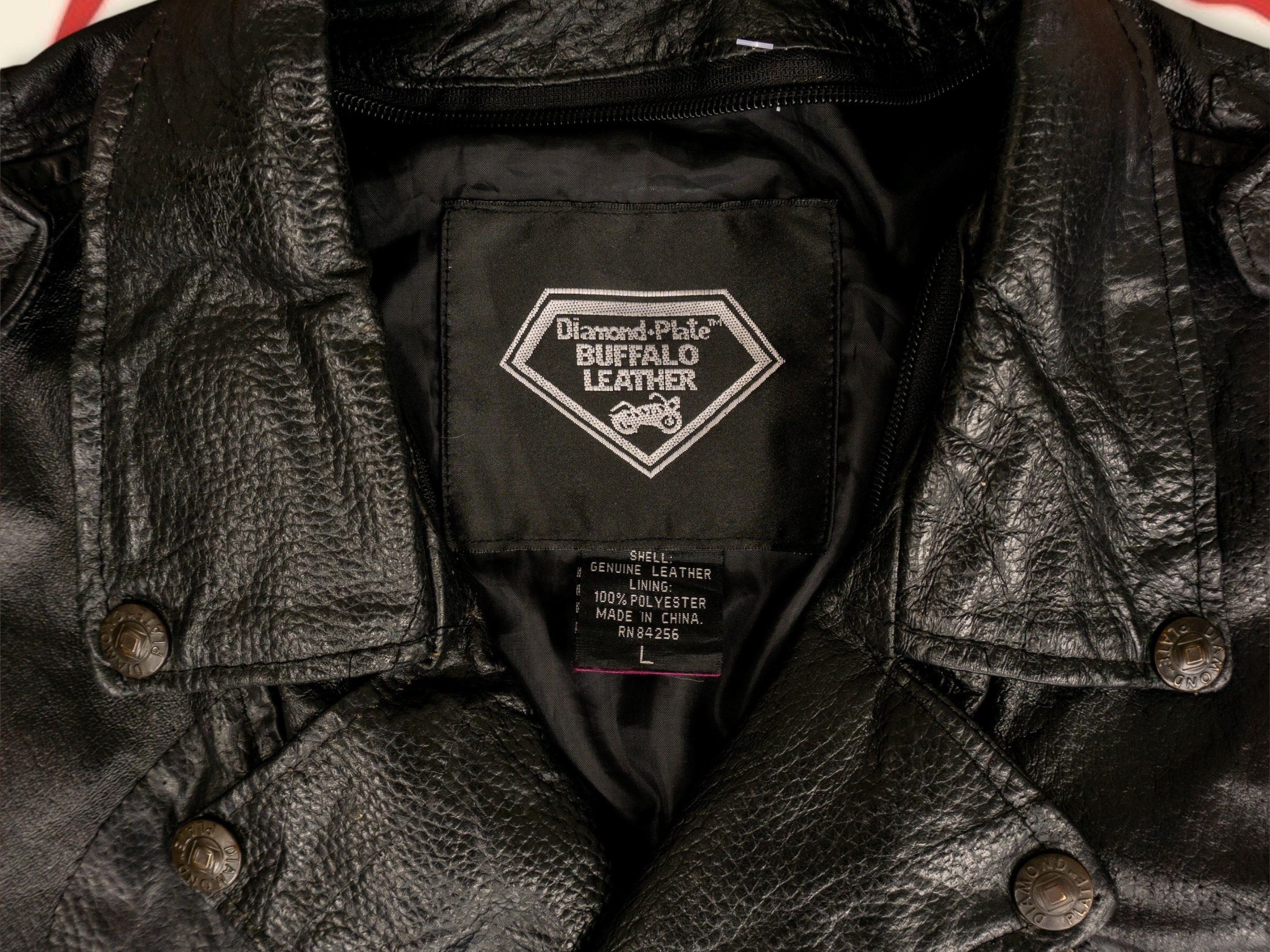 80s Vintage Buffalo Leather Biker Jacket W/ Live to Ride