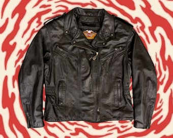 60s Harley Davidson Leather Biker Jacket Wow Goth Punk!!! - Etsy