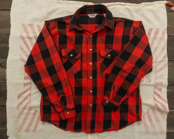 90s Buffalo Plaid Flannel | Thick Flannel Shirt |… - image 1
