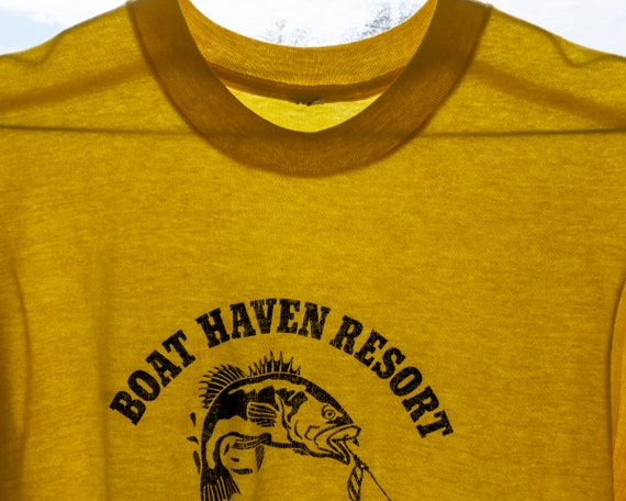 80s Vintage Souvenir Tourist T-Shirt Boat Haven R… - image 6
