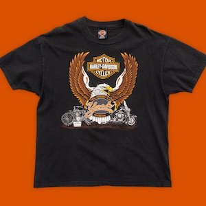 90s Vintage Harley Davidson Eagle T-Shirt | Black Harley Davidson Motorcycle Tee Size XL