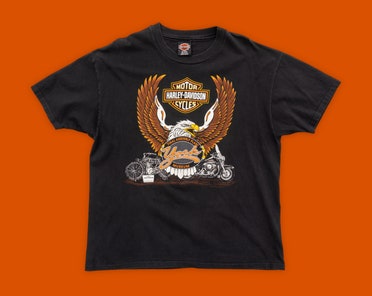 90s Vintage Harley Davidson Eagle T-shirt | Black Harley Davidson