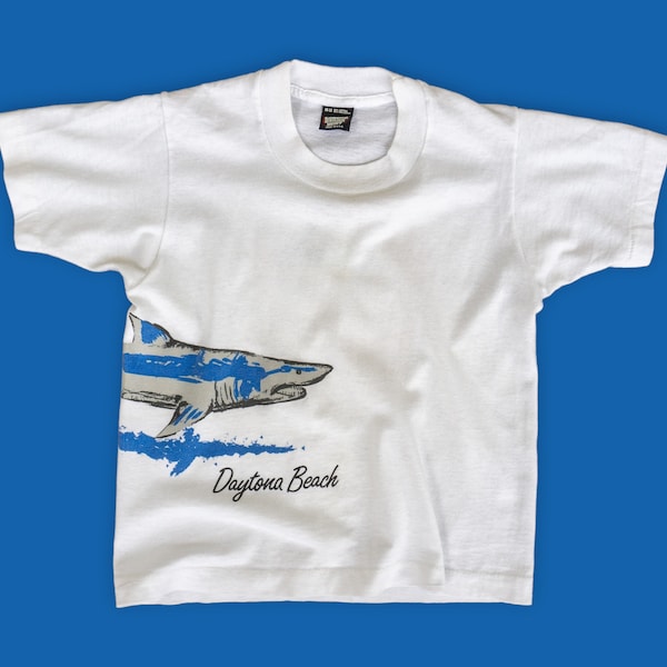 Vintage 90s Kids' Daytona Beach Shark T-Shirt, Single Stitch, Made in USA - Size Youth Medium
