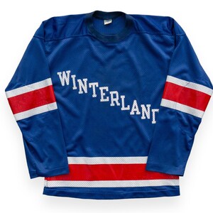 Winterland Vintage 70s Champion Mesh Jersey | Vintage Patriotic USA Fourth of July Shirt Size Large Number 6 | Champion Blue Bar