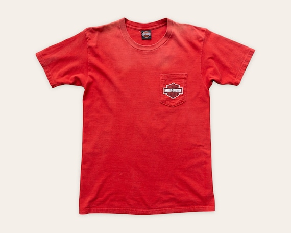 Vintage Red Harley Davidson Pocket T-Shirt | Vint… - image 1