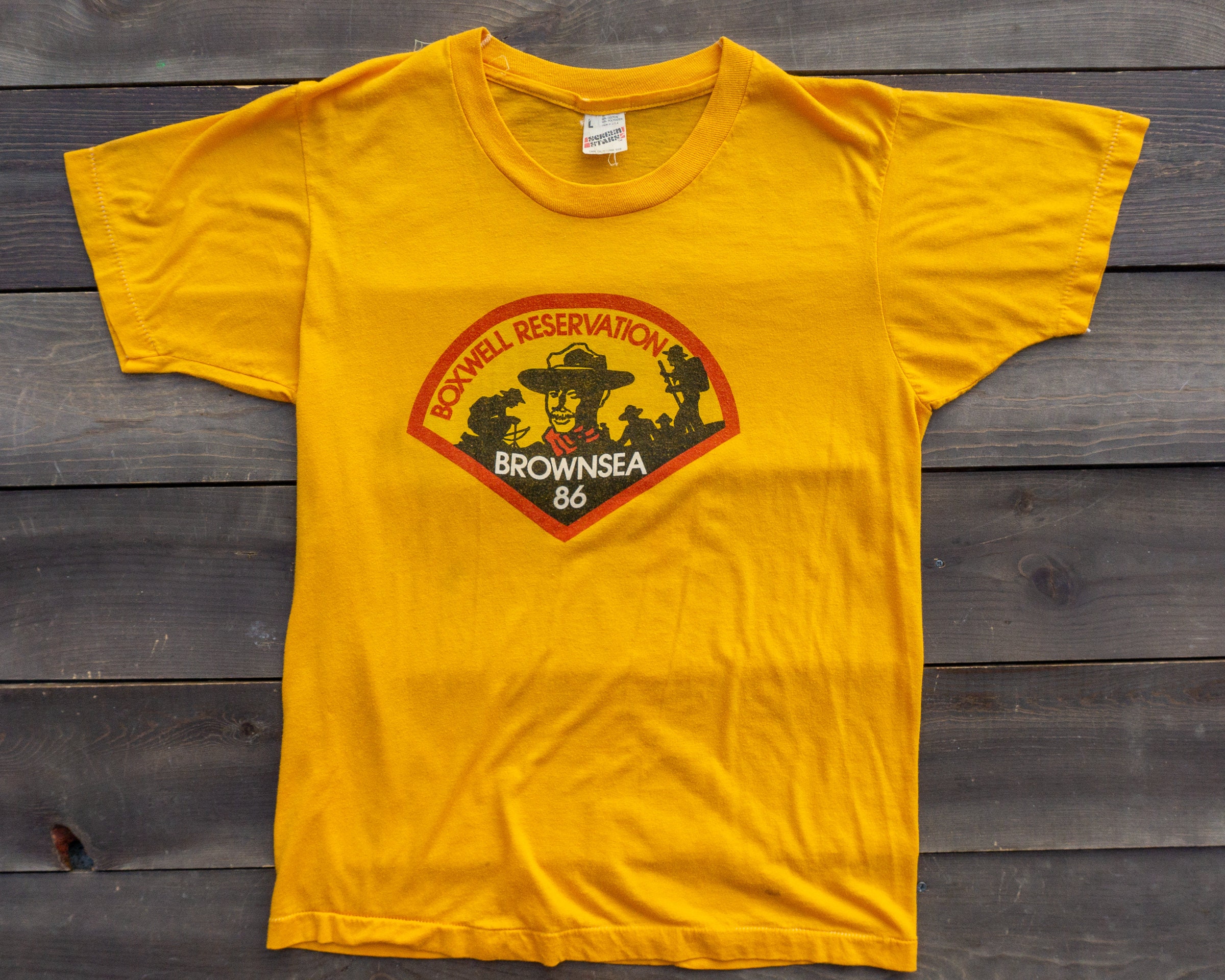 通販 送料無料  Vintage 80s Camp T-shirt Scouts Boy Vintage | T-shirt シャツ+ブラウス(長袖+七分)