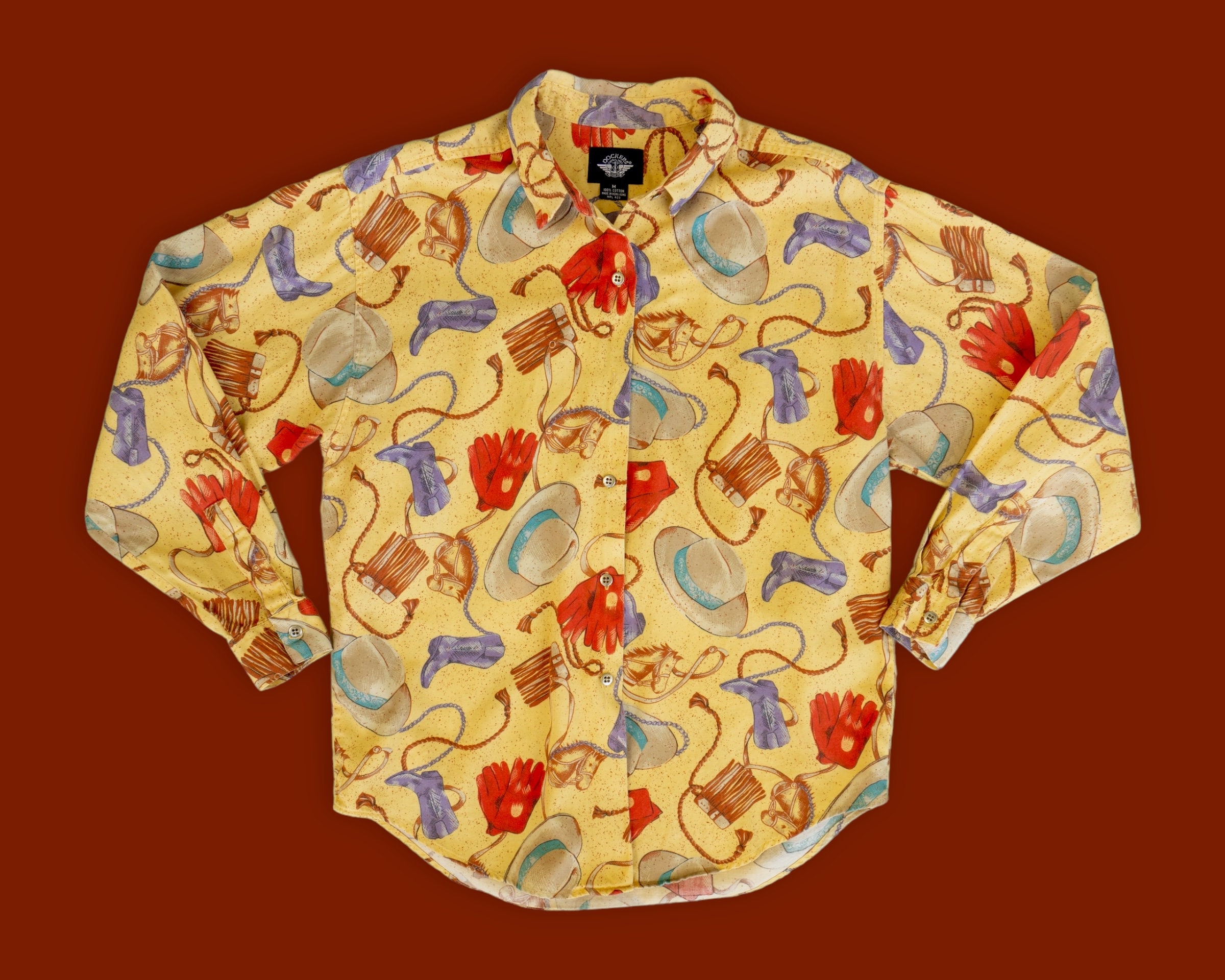 1980s Vintage Western Wear Shirt Medium Vibrant All Over Print