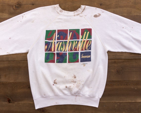 90s Vintage Nashville Sweatshirt | Thrashed Vinta… - image 2