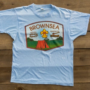 80s Vintage Camp T-Shirt | Vintage Boy Scouts T-Shirt | Screen Stars T-Shirt Blue | Sun Faded Vintage T-Shirt