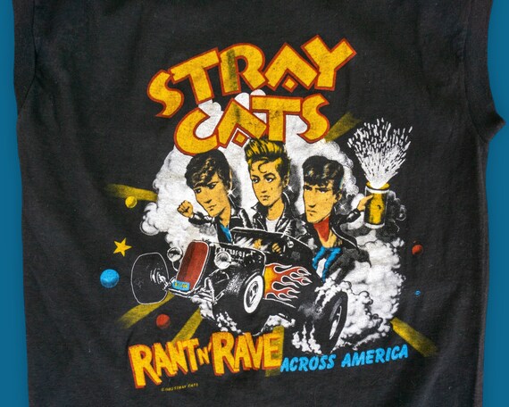 1980s Vintage Stray Cats Band T-Shirt - 80s Stray… - image 2