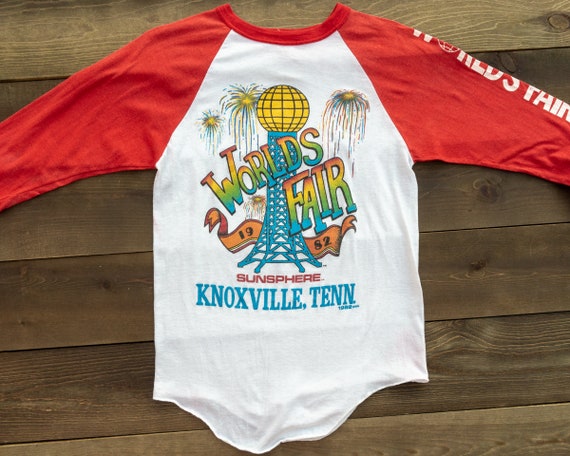 80s Vintage Worlds Fair Raglan T-Shirt Knoxville,… - image 2