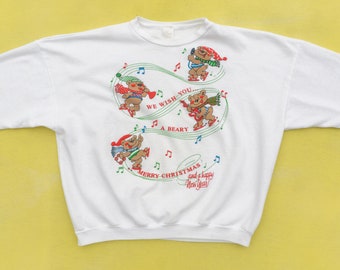 90s Vintage "Beary" Christmas Sweatshirt | Funny Ugly Holiday Sweater