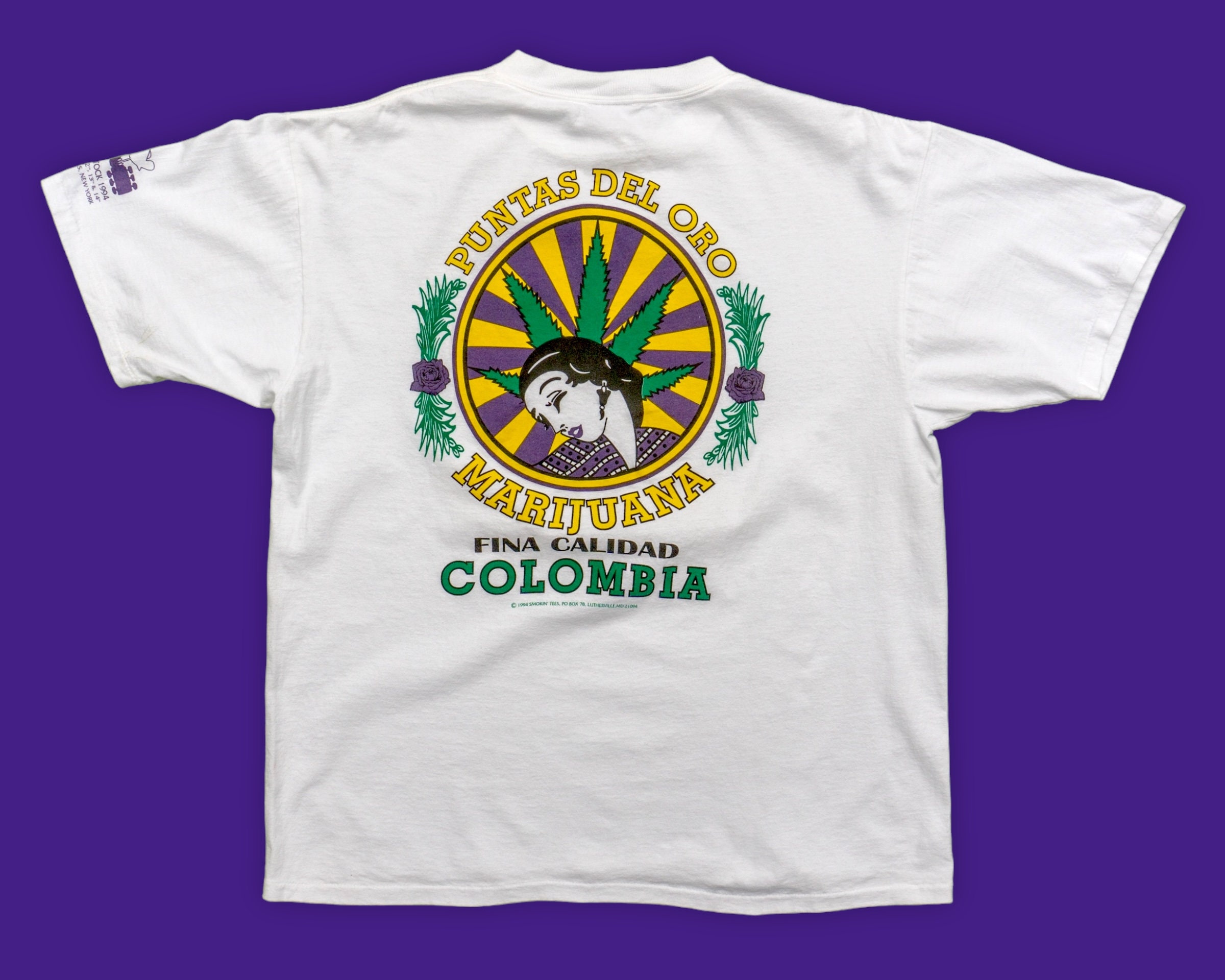 90s Vintage Puntas Del Oro Marijuana T-shirt Woodstock 1994