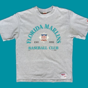 90s Vintage Florida Marlins MLB Baseball T-Shirt by Nutmeg Mills, Size Large