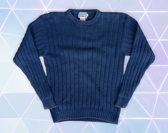 80s Vintage Neiman Marcus Knit Sweater | Faded Blue, Chunky Cable Knit