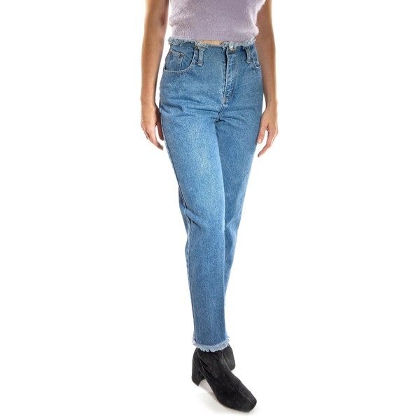 Tapered Frayed Jeans